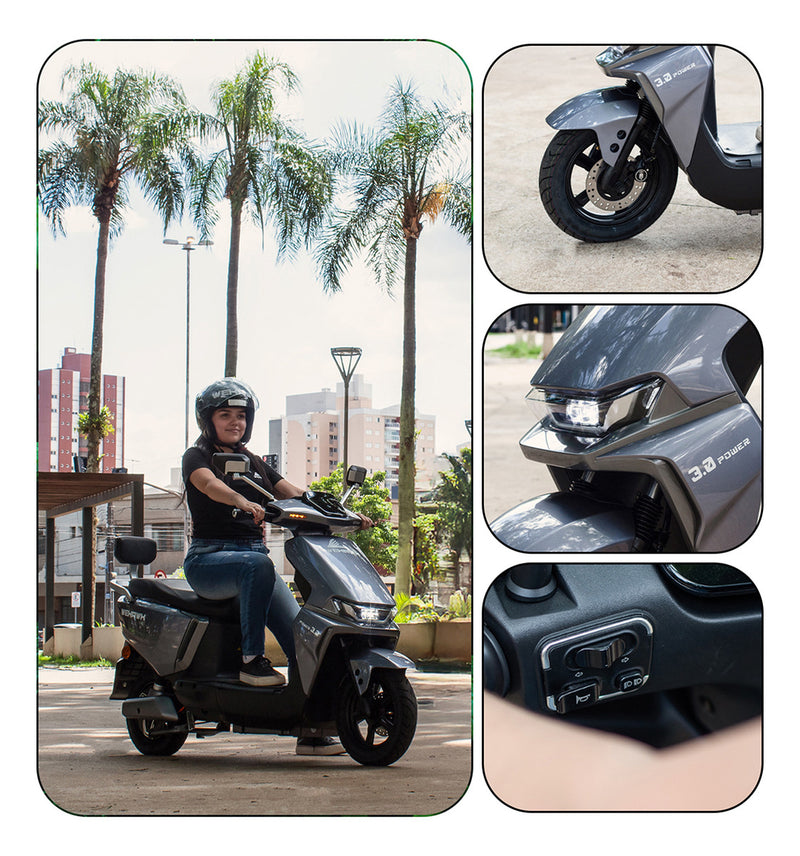 Scooter Bicicleta Eletrica 1000w 32 Km/h Autonomia 60 Cor Prateado