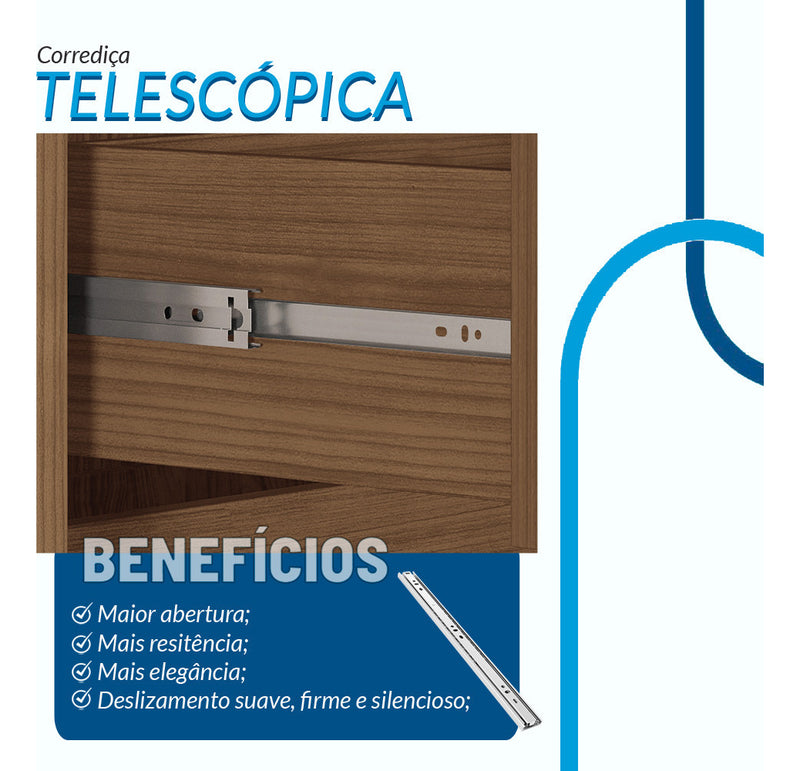 Guarda Roupa Casal 8 Portas 6 Gavetas C/ Pes Cor Jatobá/Grafite com Corredicas Telescopicas